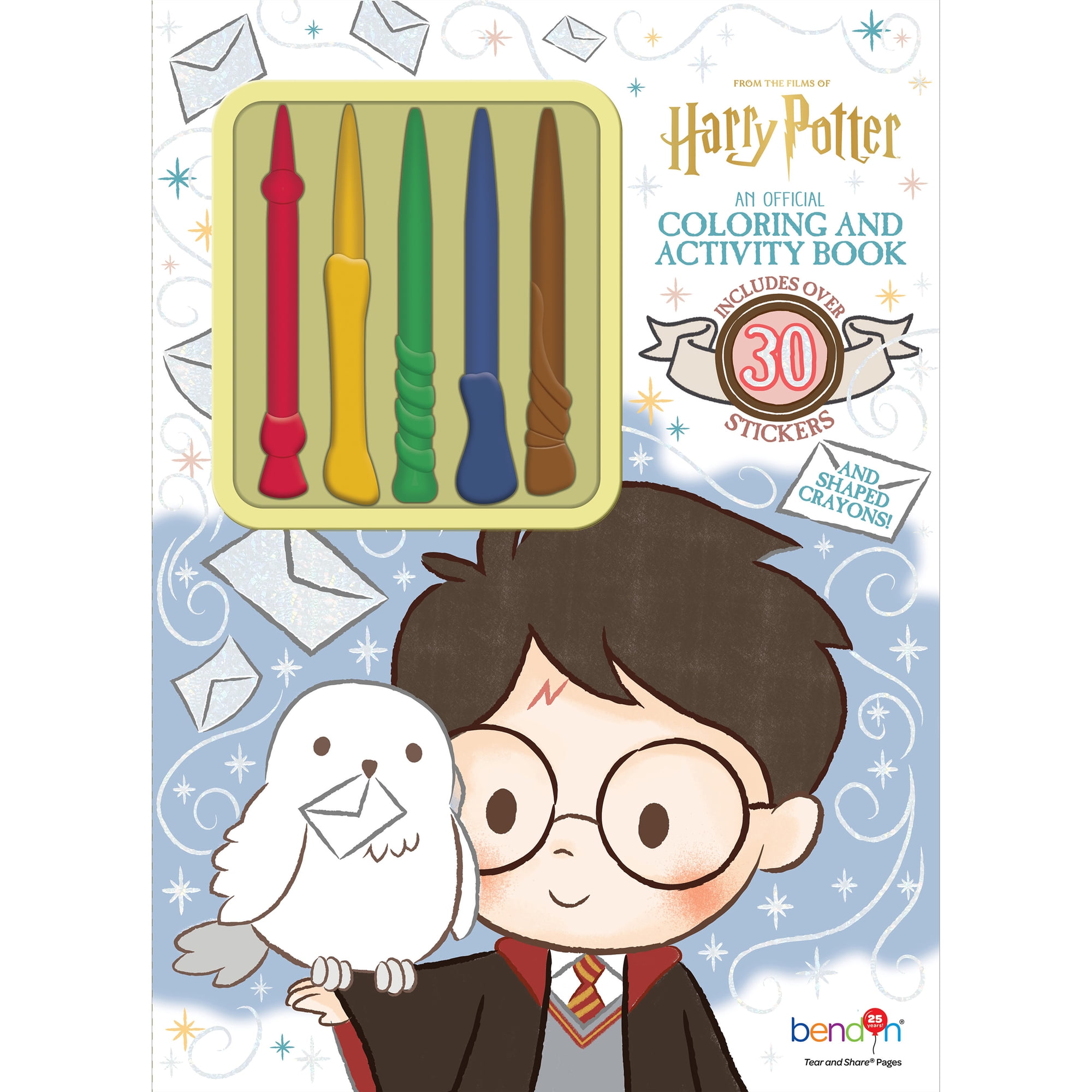 Harry Potter Coloring and Activity Book with 4 Wand-Shaped Crayons – 32 Pages of Magical Fun for Kids Ages 5–8