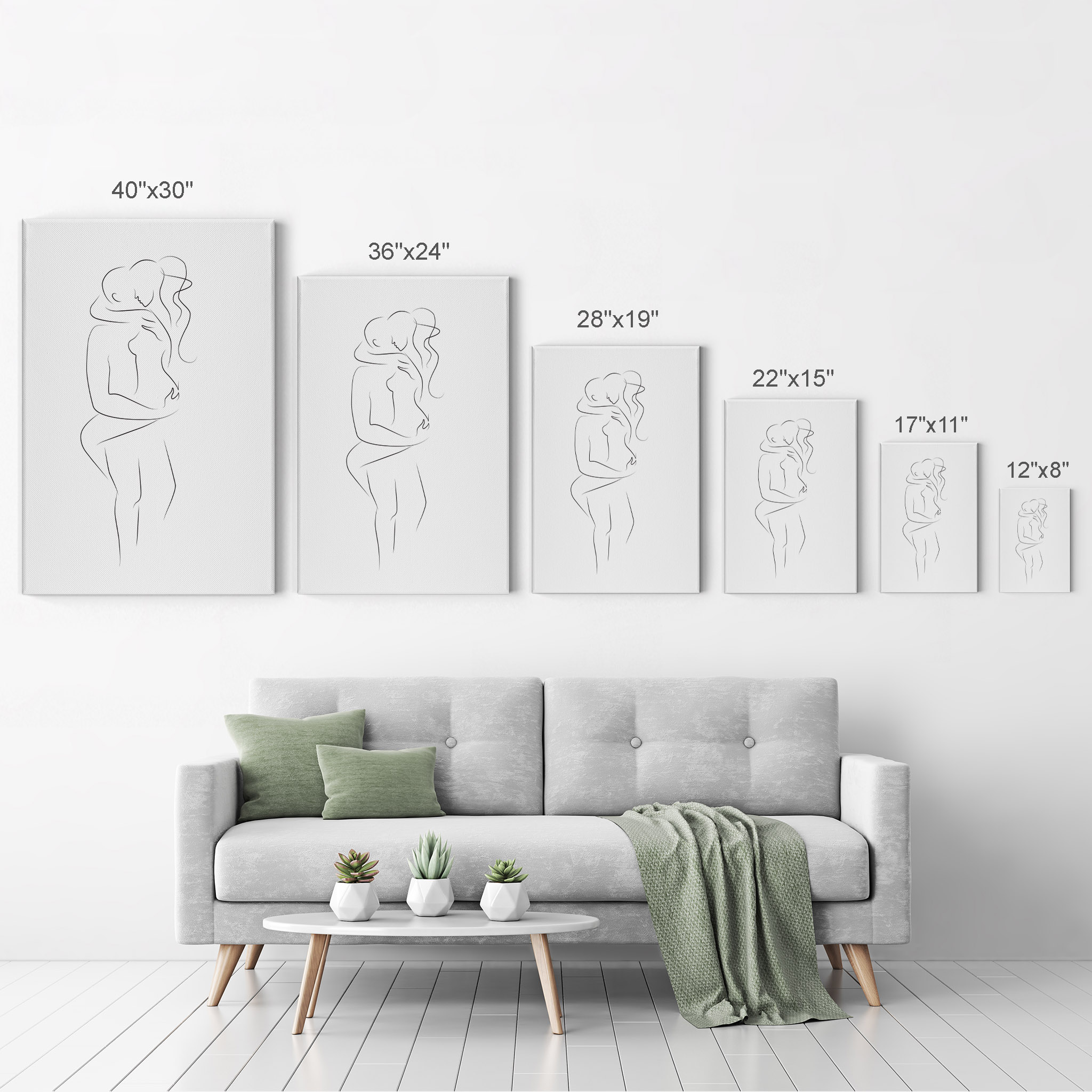 Smile Art Design Black and White One Line Minimalism Art Sexy Couple  Kissing Drawing Painting Abstract Canvas Wall Art Print Office Living Room  Bedroom Modern Home Decor Ready to Hang 12x8