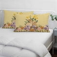 thumbnail image 3 of Easter Bunny Pillow Covers, Linen Long Throw Pillow Case, Spring Floral Vintage Botanical Rabbits Yellow Holiday Pillow Protector Decorative Cushion Cover for Living Room/Bedroom 20" x 36", 3 of 8