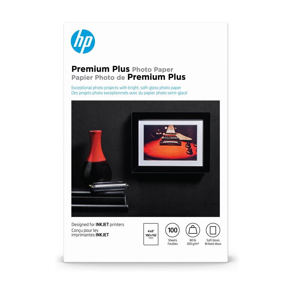 HP Premium Plus Softgloss Photo Paper 100 Sheets 4 x 6 in CR666A