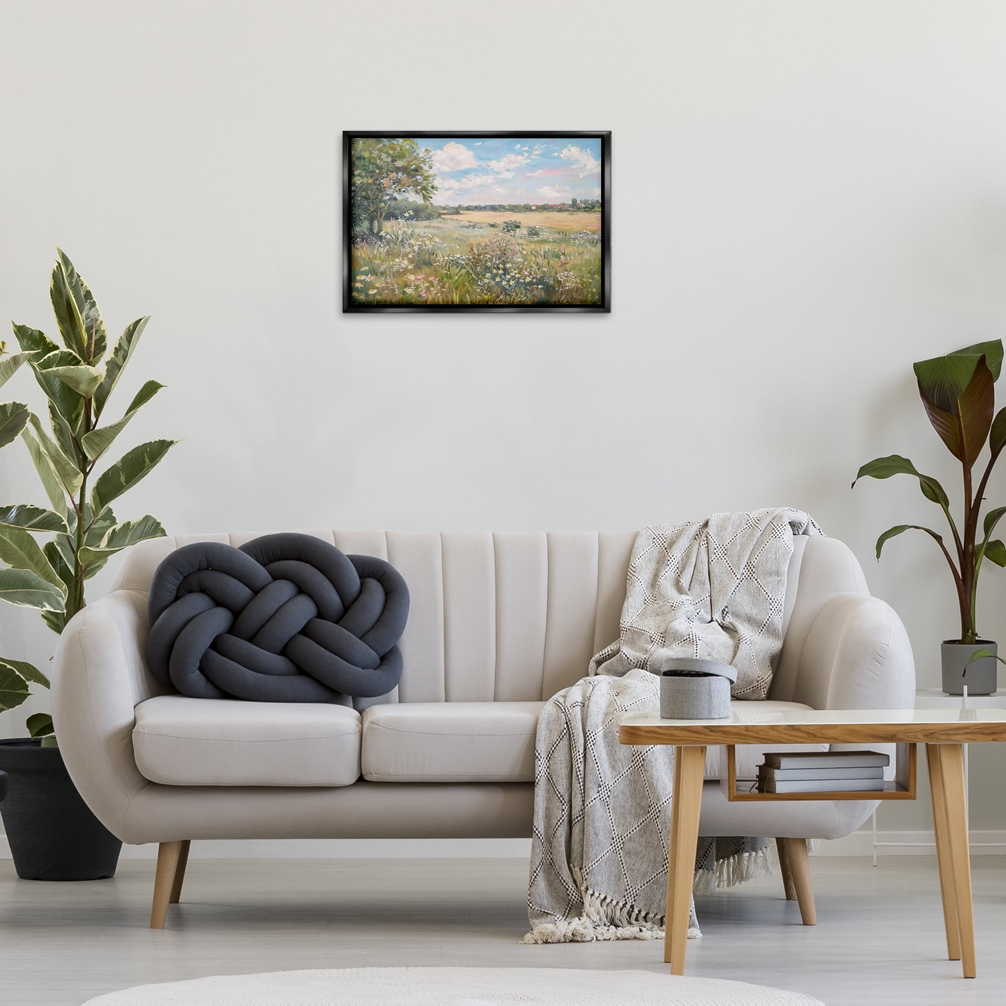 Stupell Industries Vast Wildflower Field Landscape & Nature Painting Black Floater Framed Canvas Art Print Wall Art, 25 x 17