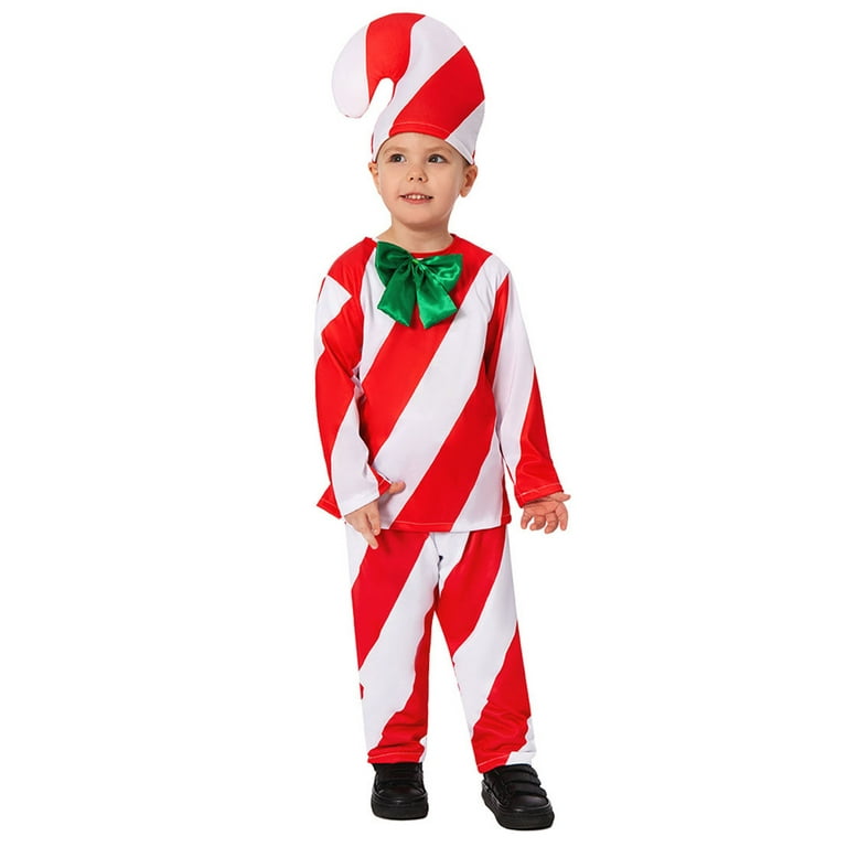 Kids Girl Boy Christmas Candy Cane Costume Holiday Xmas Party Cosplay Outfit Fancy Dress Up Clothes Party Favors Walmart