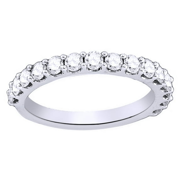 AFFY White Natural Diamond Anniversary Band Ring In 14k White Gold (1 Cttw)