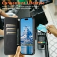 thumbnail image 6 of for iPhone 16 Pro, Classic PU Leather Magnetic Detachable Wallet Case with Card Holder and Stand Feature, Drop Protection Magnetic Clasp Rugged Cover, Compatible with MagSafe, Black, 6 of 9