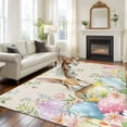 thumbnail image 2 of 5'x7' Area Rugs, Easter Indoor Outdoor Area Rug for Living Room Bedroom, Vintage Spring Bunny Eggs Farmhouse Floral Leaves Washable Bathroom Rugs Kitchen Floor Carpet Mats Home Decor Aesthetic, 2 of 8