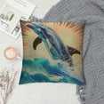 thumbnail image 2 of Shiartex Dolphin Print Throw Pillow Covers Decorative Pillow Cover Square Cushion Cases Soft Cushion Cover Throw Sofa Pillow Case for Home Decor Living Room Bed Couch Car White, 2 of 5
