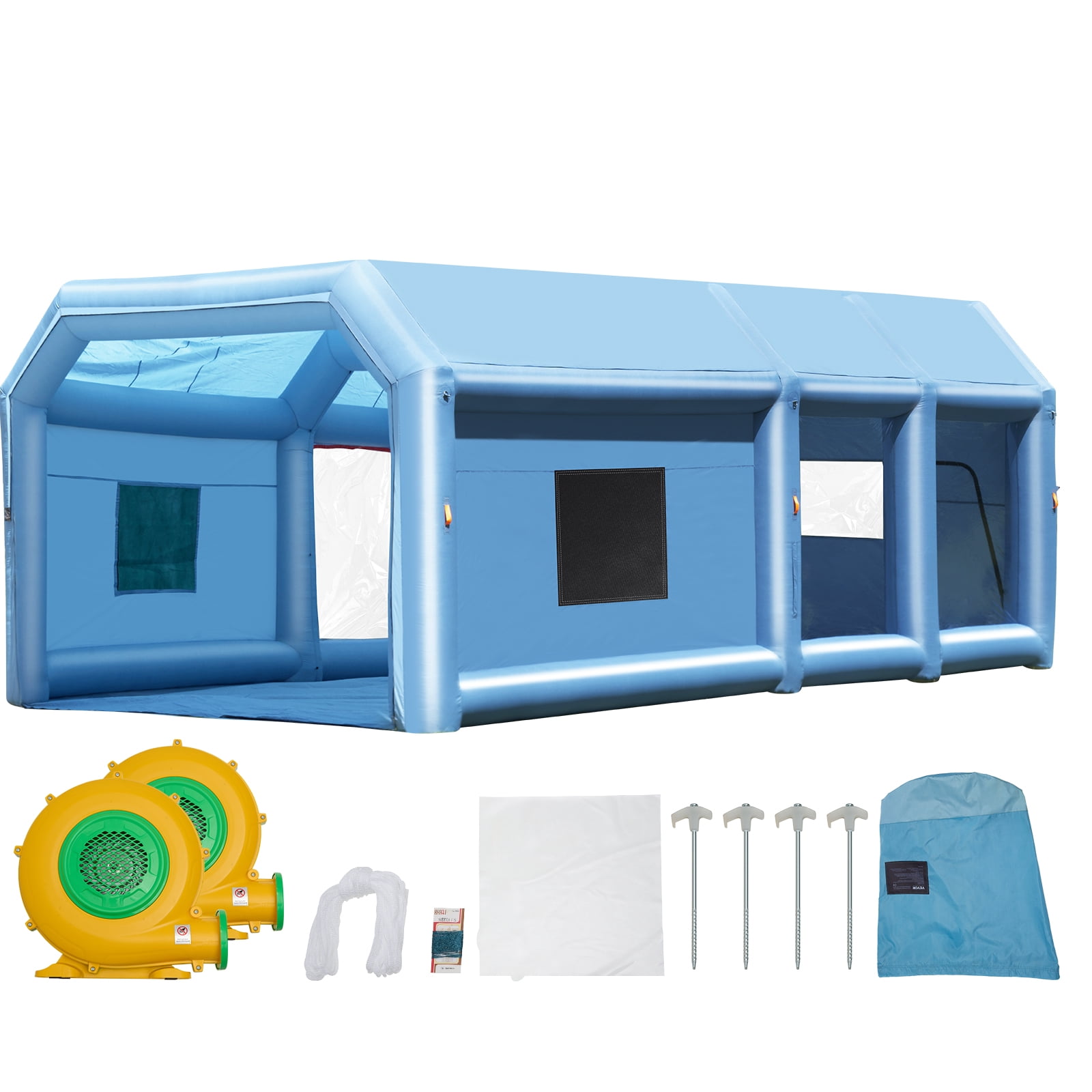 VEVOR Inflatable Paint Booth, 29.5 x 15.7 x 11.8 ft Inflatable Spray Booth, with 950W+750W Powerful Blowers and Air Filter System, Portable Car Paint Booth for Large Truck, Large Van, Large Machinery
