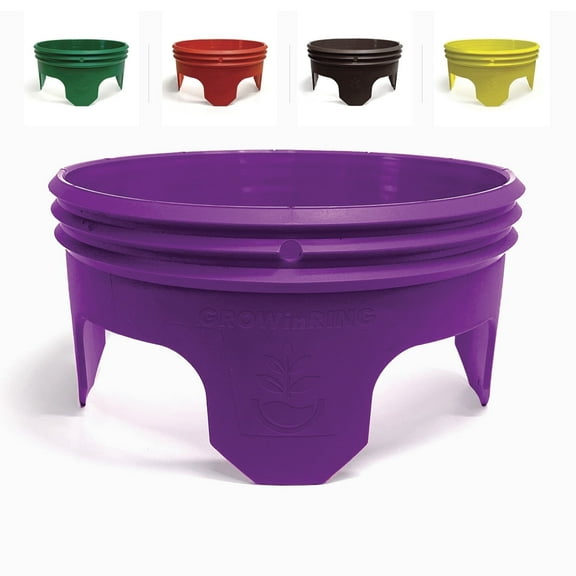 Planting Grow Rings, Round 7 inch, Perfect for Deep Watering Veggies Herbs and Flowers, Protection and Edging of Garden Plants, Purple, Made in The USA - Pack of 4