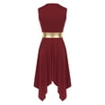 thumbnail image 2 of Alvivi Womens Liturgical Praise Dance Worship Irregular Hem Sleeveless Color Block Lyrical Dance Dress Burgundy S, 2 of 7