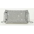thumbnail image 5 of Kukuzhu Women’ Rhinestone Envelope Bag Sparkling Evening Handbag Silver Purse Bling Designer Chain Clutch for Prom Party, 5 of 8