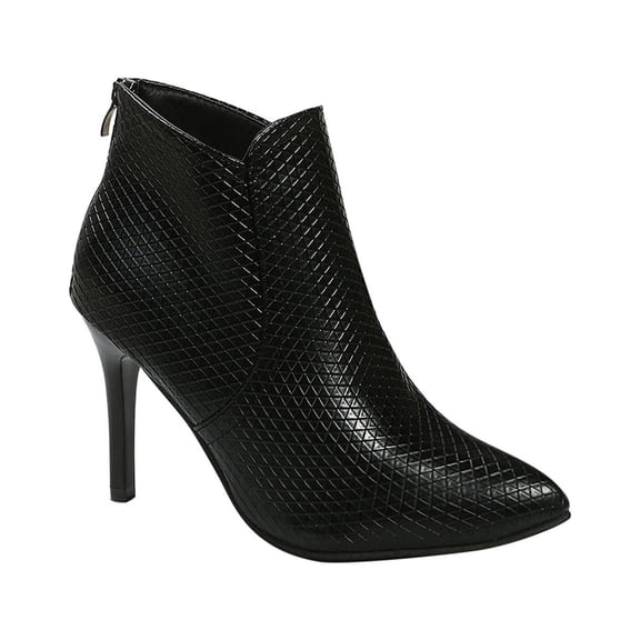 Jsaierl Women's Ankle Boots Pointed Toe Stiletto High Heel Boots Side Zipper Lace Up Boots Party Dressy Shoes