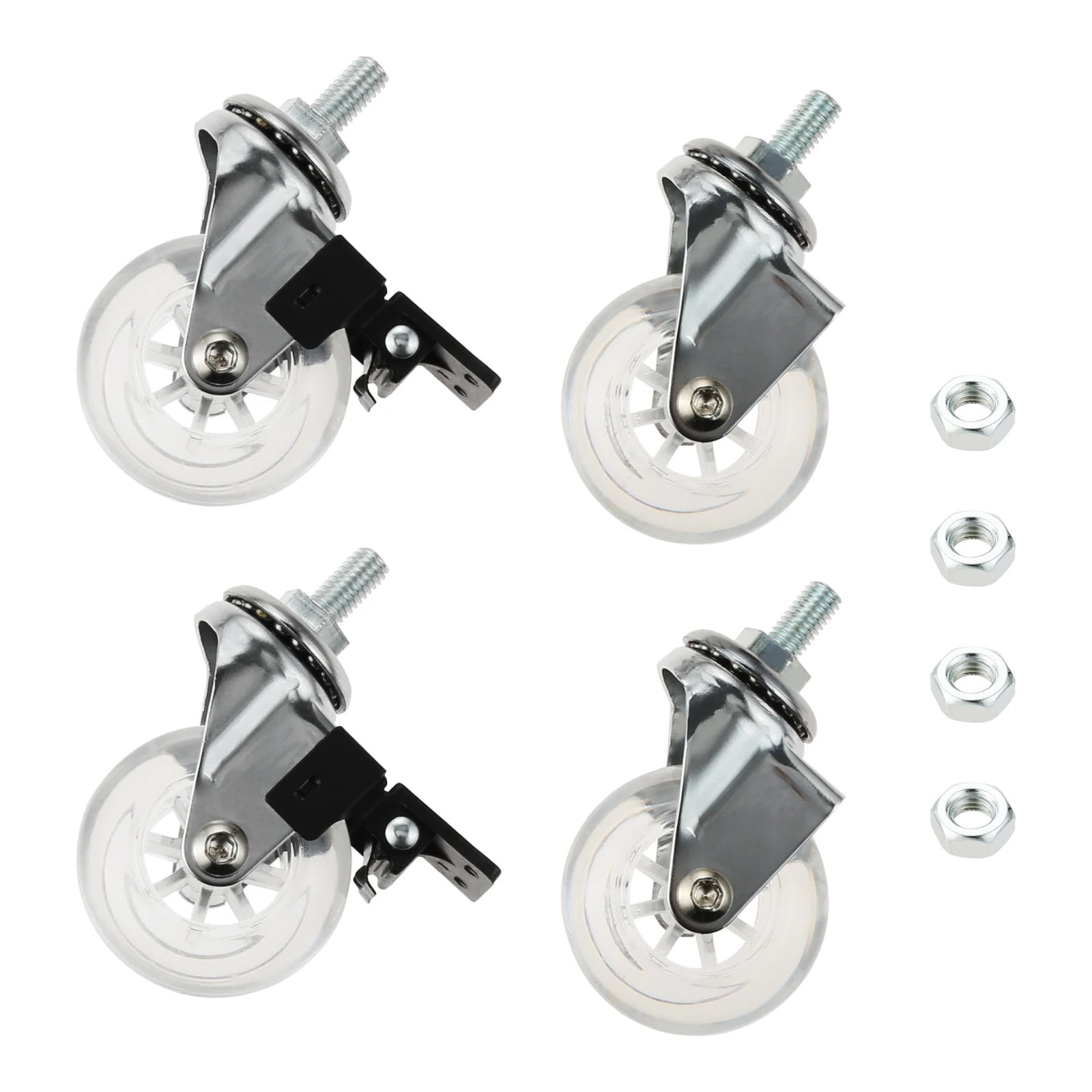 4Pcs 2 Inch M8x15mm Screw Threaded Stem Casters Office Chair Caster Wheel Clear Swivel Casters With Brake For Sofa Chair Cabinet ,Reliable
