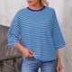 thumbnail image 2 of Tops Y Blusas de Manga 3/4 de Mujer Tops de Verano de Manga 3/4 de Mujer Moda Casual Raya Cuello Redondo 3/4 de Manga Blusas Camisas Top, 2 of 5