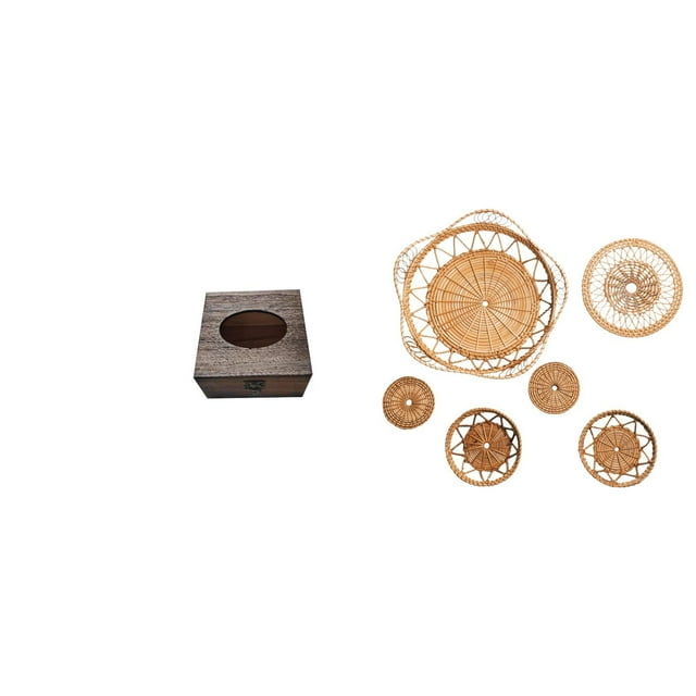 Soporte Para Pañuelos De Ratán De Madera, Organizador Decorativo, Pieza única De Arte Mural Tejido Para Baño, Dormitorio, Pasillo, Hogar, Cafetería O Porche.