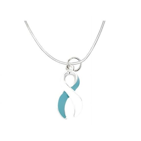 Large Teal & White Ribbon Necklaces