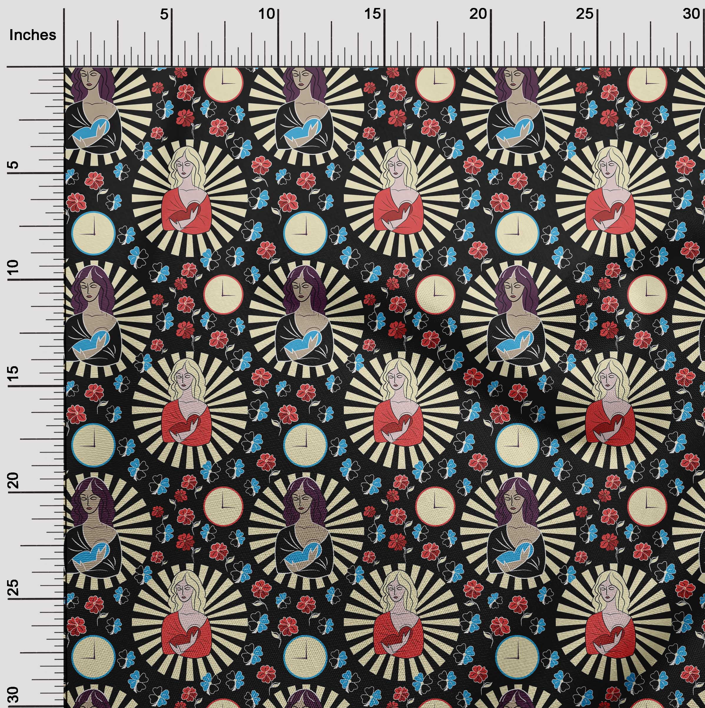 oneOone Polyester Spandex Black Fabric Christmas Jesus Birth Dress Material Fabric Print Fabric By The Yard 56 Inch Wide