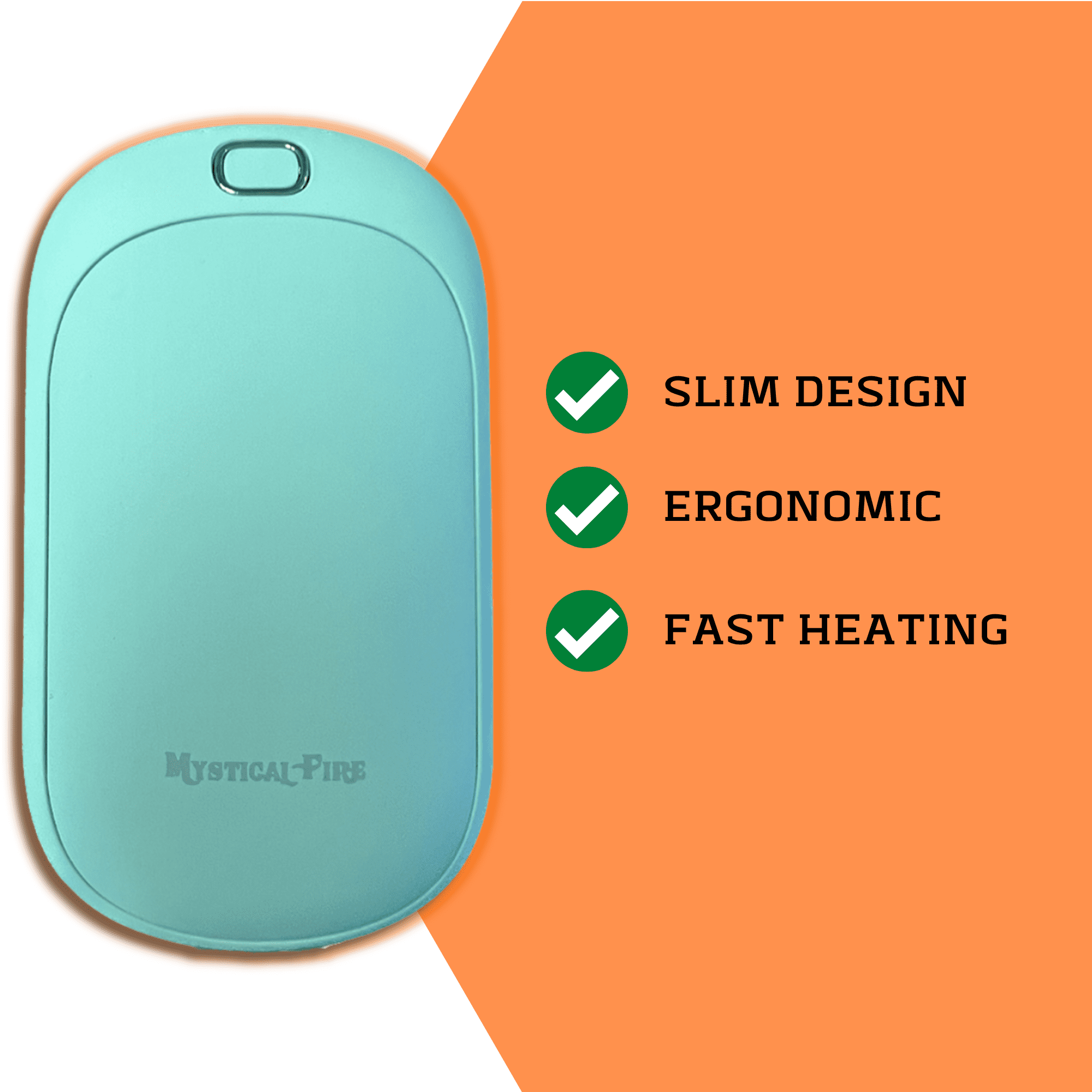 Hand Warmer Rechargeable USB C 5200mAh Portable Electric Charging Heater (Blue) By Mystical Fire Great Gift For Men & Women - Keep Your Hands Warm In The Outdoors While Camping Skiing Or Hunting