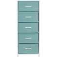 thumbnail image 6 of Fabric Dresser, 5-Drawer Tall Dressers for Bedroom, Storage Dresser Organizer with Fabric Bins, Wood Top, Sturdy Steel Frame, Chest of Drawers for Closet, Hallway,Aqua, 6 of 10