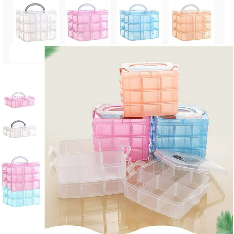  TERGOO 2 Layer Plastic Storage Containers with Lids,  Multipurpose Clear Stack & Carry Box, Portable Craft Organizers and Storage  Bin for Organizing Art & Craft, Sewing, Makeup, Nail Supplies (Blue)