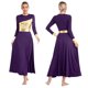 thumbnail image 3 of Vestido de baile litúrgico de manga larga para mujer, trajes de adoración metálicos brillantes, vestido de fiesta de graduación con apliques de manga larga, 3 of 5