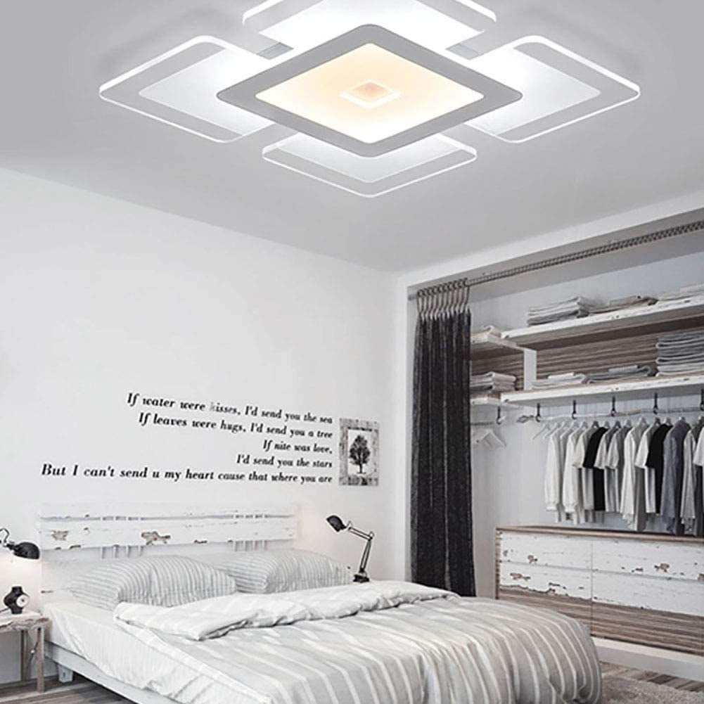 LED Flush Mount Light Fixture, 16.5 Inch Square Acrylic Chandelier Close to Ceiling Light for Living Room Bedroom Dining Room