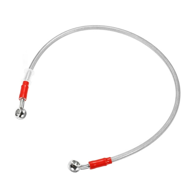 70cm 27.56 "10mm ID Motocicleta Línea de freno hidráulico Tubo de manguera de aceite 28 ° 0 ° Cable trenzado de acero inoxidable para ATV Motocross Sport Bikes Silver Tone