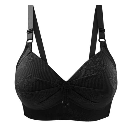 

Scyoekwg Bras for Women Clearance Underwear Lingerie Trendy Floral Print Gathered Together Daily Bra Underwear No Rims Soft Ultra Light Bras Everyday Bras Black M