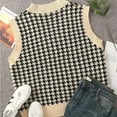 thumbnail image 5 of jinghuiyue Women Sweater Vest V Neck Knit Sleeveless Pullover Tank Oversized Houndstooth Pattern Preppy Fashion Uniform Waistcoat XXL, 5 of 7