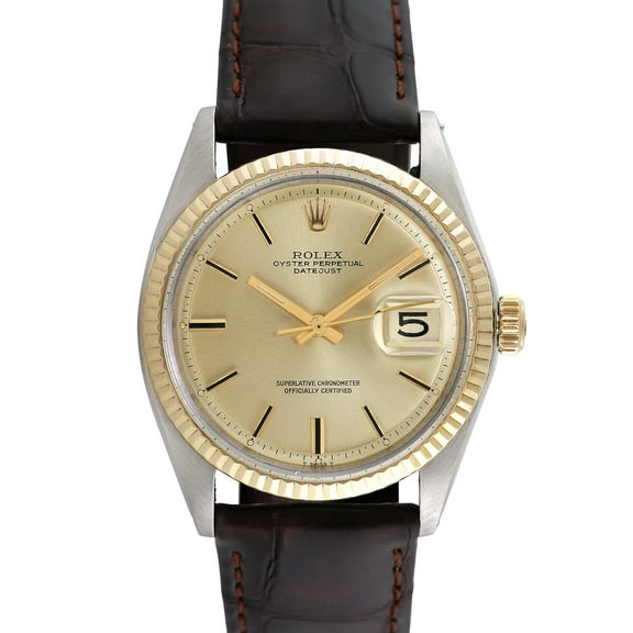 Pre-Owned Rolex Men's Datejust 36mm Generic brown leather Wristwatch