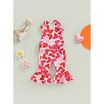 thumbnail image 2 of Sedceaty Baby Kid Girls Jumpsuit, Sleeveless Flower/Heart Print Long Flare Pants for Party Casual, 2 of 9
