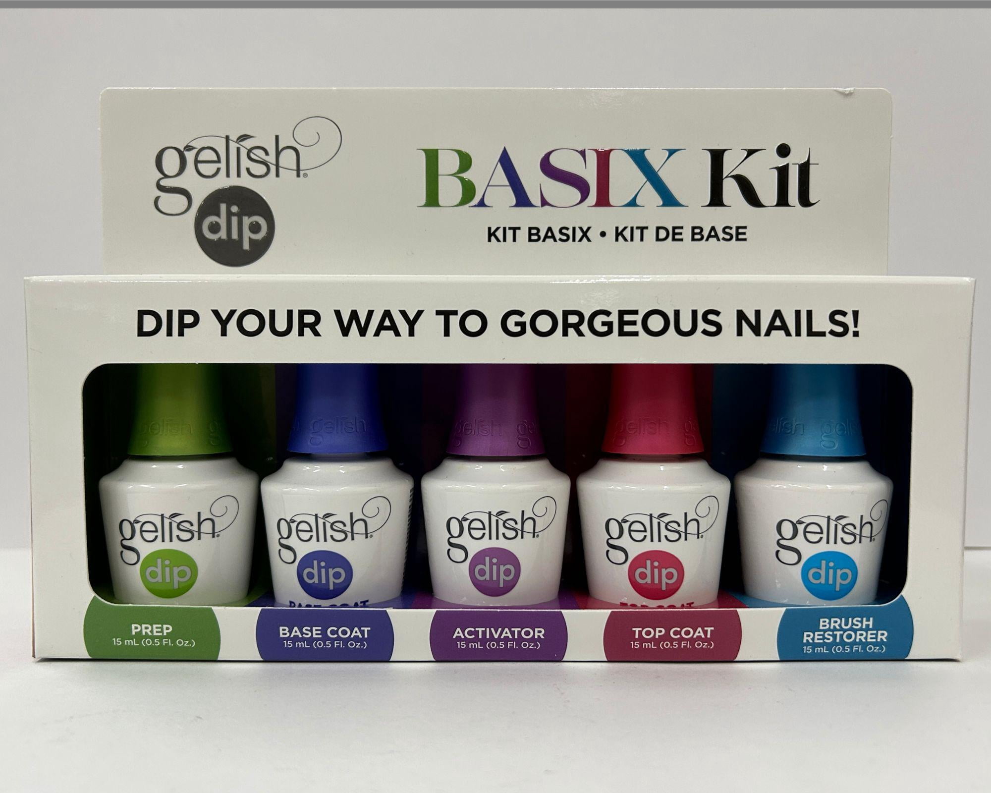 Gelish Dip Basix Kit, Dip Powder Nail Kit with Prep, Base, Activator, Top, Restorer ( 15 mL each )
