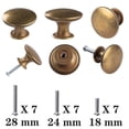 thumbnail image 5 of Hugolem - Juego de 6 pomos redondos de latón envejecido para gabinete de cocina, pomos para puertas de armario, tiradores de cajón, pomos de tocador con 7 tornillos para puerta de cajón de baño, 5 of 5