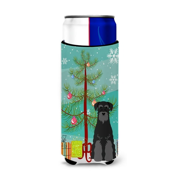 Carolines Treasures Merry Christmas Tree Standard Schnauzer Black Michelob Ultra Hugger for Slim Cans