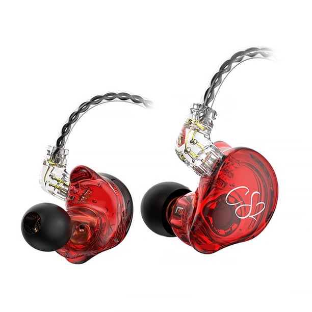 Seitruly Teléfonos inteligentes con cable Auriculares intrauditivos Control de volumen Auriculares deportivos Auriculares para correr de 3,5 mm Cables de audio/vídeo Rojo