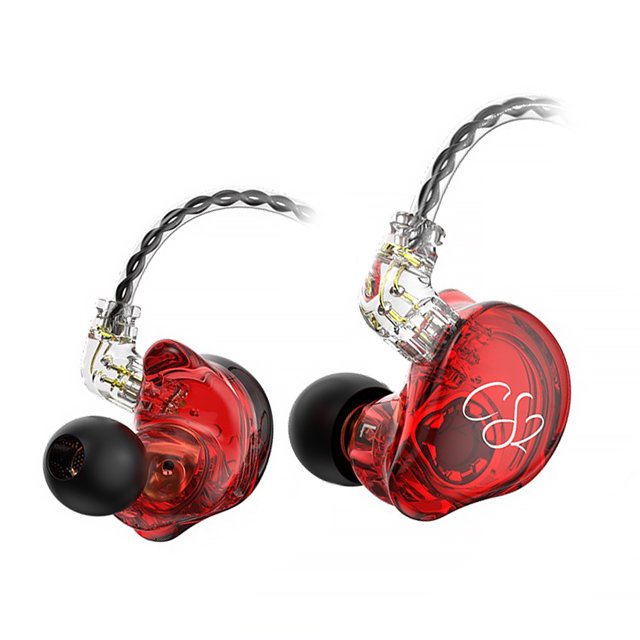 Matsuzay Teléfonos inteligentes con cable Auriculares intrauditivos Control de volumen Auriculares deportivos Auriculares para correr de 3,5 mm Cables de audio/vídeo Rojo