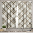 thumbnail image 2 of Ambesonne Beige Tan Valance & Curtain, Plaid in Pastel Nude Art, 55"x30", Off White Dark Mustard, 2 of 7