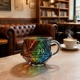 thumbnail image 4 of Rainbow Glass D20 Dice Mug, Polyhedral Dice Coffee Cup with Handle, Transparent Glass Game Mug for RPG Lovers, Fantasy Themed Gift for Game Night, Board Games Enthusiasts, 4 of 7