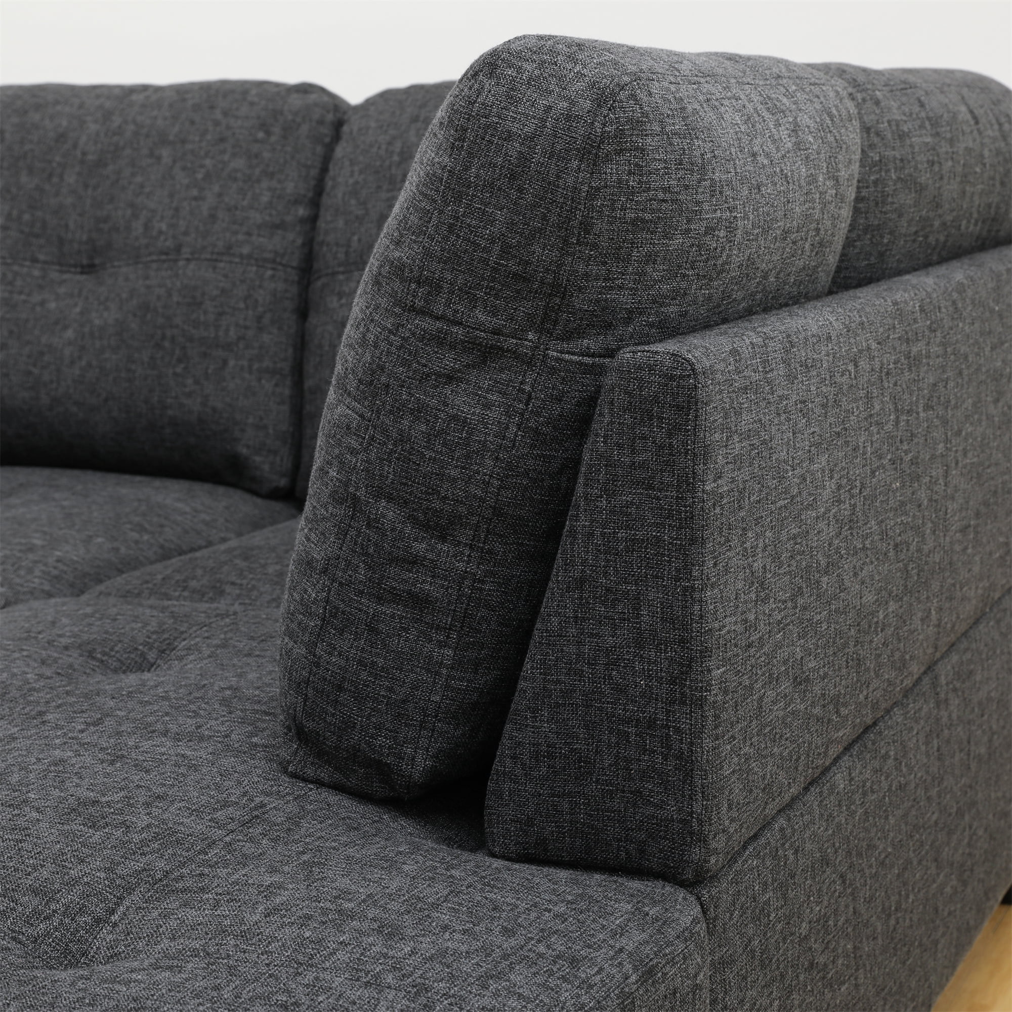 Aukfa 103" Sectional Sofa with Storage Ottoman, L Shape Couch for Living Room, Left Facing Chaise, Linen, Dark Gray