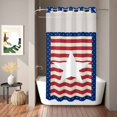 thumbnail image 6 of No Hook Shower Curtain with Built-in Rings - Patriotic American Star Pattern Washable Waterproof Fabric Bathroom Curtains for Hotel,Rentals, Stall 54 X 78 Inch , Red White Striped, 6 of 8