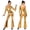 Gold, variant on Women Metallic Shiny Disco Flare Jumpsuit with Sequin Tassels One Shoulder Cold Shoulder Long Sleeve Bell Bottoms Bodysuit Clubwear Gold S