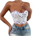 thumbnail image 2 of Yuwull Corset Crop Top Bustier Underbust Boned Backless Sleeveless Strapless Off Shoulder Aesthetics For Women T2kss, 2 of 7