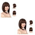 thumbnail image 4 of braveheart Style With Bob Wig With Adjustable Size Brown Cap Wigs With Bangs Bob Wigs 2Set, 4 of 6