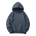thumbnail image 4 of DJDLJWCJ Big Girls Long Sleeve Hoodie Solid Color Warm Pullover Sweatshirt Stretch Soft Comfy Hooded Sweatshirts Dark Gray Size 3T, 4 of 9