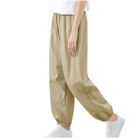 XUNKUSGA Boys Jogger Pants Solid Color Elastic Waist Cuffed Lightweight Casual Children's Pants Water Proof Hiking Running Boys Sweatpants with Pockets