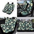 thumbnail image 2 of Renewold Hippie Daisy Butterfly Blue Car Seat Cover Full Set 14 PCS, with Steering Wheel Cover Seatbelt Pad Coaster Rubbish Bin Rear View Mirror Cover Armrest Cover Cushion Gear Shift Knob Cover Set, 2 of 7