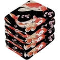 thumbnail image 3 of Ukiyoe Fish Floral Black Washcloth 12x12in Set, 4 Pack Absorbent Cotton Towel Square Kitchen Dishes Towels, Soft Cleaning Face Hand Towel Fast Drying Wash cloth, 3 of 7