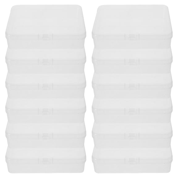 OUNONA 24Pcs Clear Plastic Crayon Case Stackable Storage Box with Lid for School Supply Organization