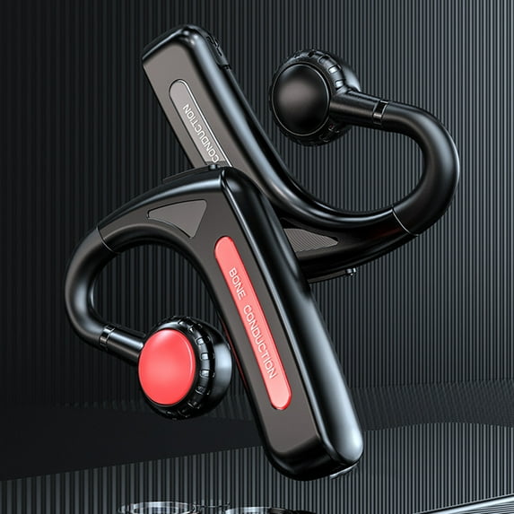 Shengtu 1Pc M-618 Bone Conduction Earphone Waterproof Long Standby Time Earhook Bluetooth-compatible 5.1 Wireless Single Headset for Business Black+Blue