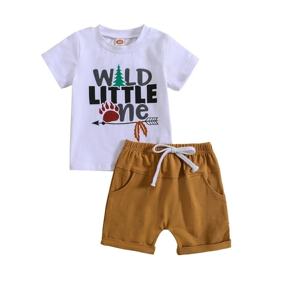Baby Boy Casual Summer Outfit Sets Short Sleeve Cartoon Prints Tops Shorts 2Pcs Baby Boy Summer Clothes Casual Cute Clothing Set White 6-12 Months