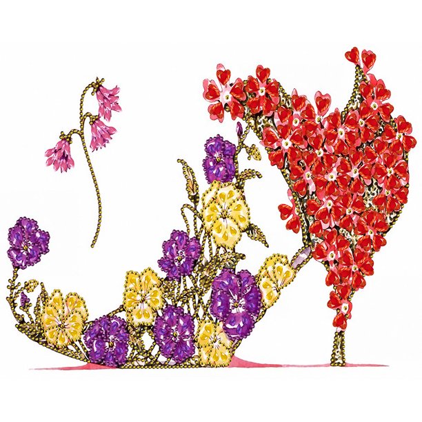 Pintura de diamante Taladro Floral Tacones altos Forma especial parcial 40x30cm (KA434) Hugtrwg Para estrenar